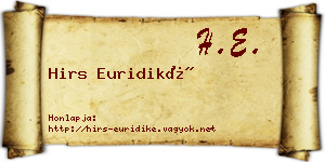 Hirs Euridiké névjegykártya